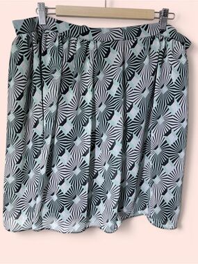 Worthington Art Deco Mint + Black Layered Mini Skirt XL